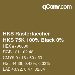 Color code: HKS Rasterfaecher - HKS 75K 100% Black 0% | qconv.com