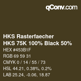 カラーコード: HKS Rasterfaecher - HKS 75K 100% Black 50% | qconv.com