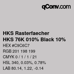 カラーコード: HKS Rasterfaecher - HKS 76K 010% Black 10% | qconv.com