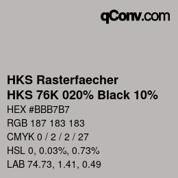 カラーコード: HKS Rasterfaecher - HKS 76K 020% Black 10% | qconv.com