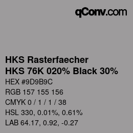 Farbcode: HKS Rasterfaecher - HKS 76K 020% Black 30% | qconv.com