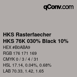 Código de color: HKS Rasterfaecher - HKS 76K 030% Black 10% | qconv.com