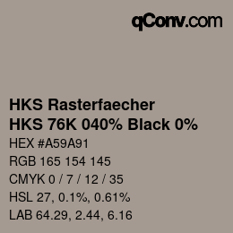 Color code: HKS Rasterfaecher - HKS 76K 040% Black 0% | qconv.com