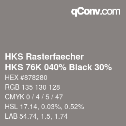 Código de color: HKS Rasterfaecher - HKS 76K 040% Black 30% | qconv.com