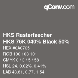 Código de color: HKS Rasterfaecher - HKS 76K 040% Black 50% | qconv.com