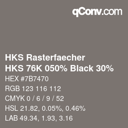 Color code: HKS Rasterfaecher - HKS 76K 050% Black 30% | qconv.com