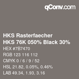 カラーコード: HKS Rasterfaecher - HKS 76K 050% Black 30% | qconv.com