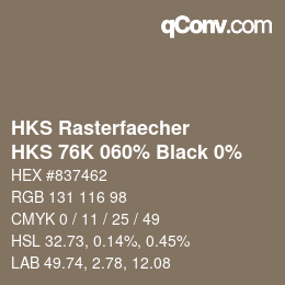 Código de color: HKS Rasterfaecher - HKS 76K 060% Black 0% | qconv.com