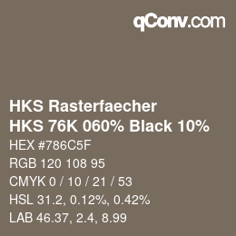 Color code: HKS Rasterfaecher - HKS 76K 060% Black 10% | qconv.com