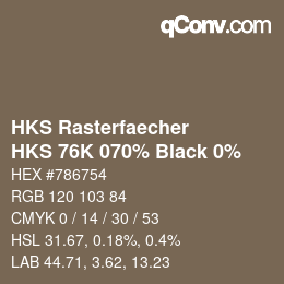 Code couleur: HKS Rasterfaecher - HKS 76K 070% Black 0% | qconv.com