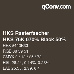 Farbcode: HKS Rasterfaecher - HKS 76K 070% Black 50% | qconv.com