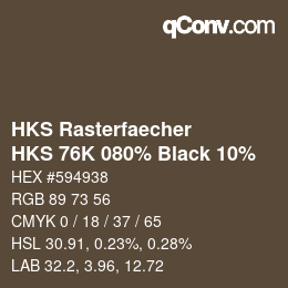 カラーコード: HKS Rasterfaecher - HKS 76K 080% Black 10% | qconv.com
