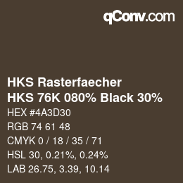 Code couleur: HKS Rasterfaecher - HKS 76K 080% Black 30% | qconv.com
