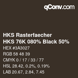 カラーコード: HKS Rasterfaecher - HKS 76K 080% Black 50% | qconv.com