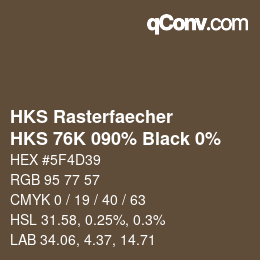 カラーコード: HKS Rasterfaecher - HKS 76K 090% Black 0% | qconv.com