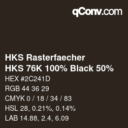 Farbcode: HKS Rasterfaecher - HKS 76K 100% Black 50% | qconv.com