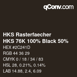 Código de color: HKS Rasterfaecher - HKS 76K 100% Black 50% | qconv.com