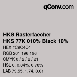 Color code: HKS Rasterfaecher - HKS 77K 010% Black 10% | qconv.com