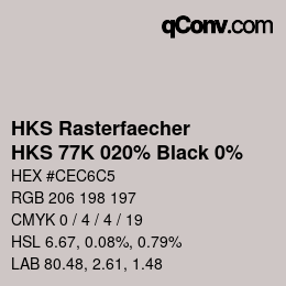 Code couleur: HKS Rasterfaecher - HKS 77K 020% Black 0% | qconv.com