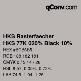 カラーコード: HKS Rasterfaecher - HKS 77K 020% Black 10% | qconv.com