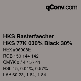 Código de color: HKS Rasterfaecher - HKS 77K 030% Black 30% | qconv.com