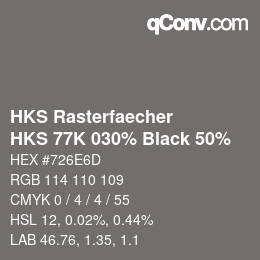 Code couleur: HKS Rasterfaecher - HKS 77K 030% Black 50% | qconv.com