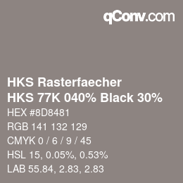 Color code: HKS Rasterfaecher - HKS 77K 040% Black 30% | qconv.com