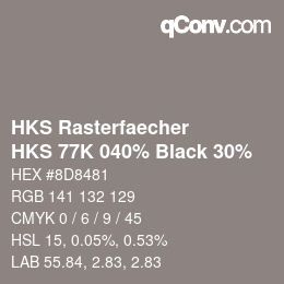 Código de color: HKS Rasterfaecher - HKS 77K 040% Black 30% | qconv.com