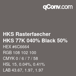 Color code: HKS Rasterfaecher - HKS 77K 040% Black 50% | qconv.com