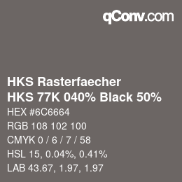 Code couleur: HKS Rasterfaecher - HKS 77K 040% Black 50% | qconv.com