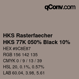 カラーコード: HKS Rasterfaecher - HKS 77K 050% Black 10% | qconv.com