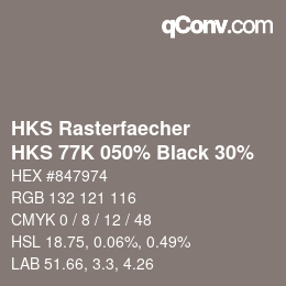 カラーコード: HKS Rasterfaecher - HKS 77K 050% Black 30% | qconv.com
