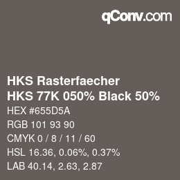 Color code: HKS Rasterfaecher - HKS 77K 050% Black 50% | qconv.com