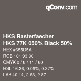 Código de color: HKS Rasterfaecher - HKS 77K 050% Black 50% | qconv.com