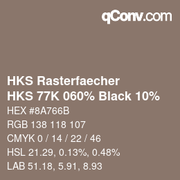 Code couleur: HKS Rasterfaecher - HKS 77K 060% Black 10% | qconv.com