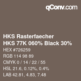 カラーコード: HKS Rasterfaecher - HKS 77K 060% Black 30% | qconv.com