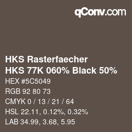 Código de color: HKS Rasterfaecher - HKS 77K 060% Black 50% | qconv.com