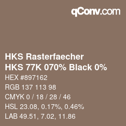 Code couleur: HKS Rasterfaecher - HKS 77K 070% Black 0% | qconv.com