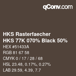 カラーコード: HKS Rasterfaecher - HKS 77K 070% Black 50% | qconv.com