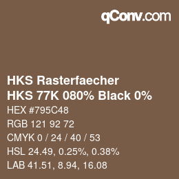 カラーコード: HKS Rasterfaecher - HKS 77K 080% Black 0% | qconv.com