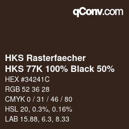 Código de color: HKS Rasterfaecher - HKS 77K 100% Black 50% | qconv.com