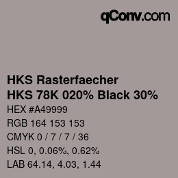 カラーコード: HKS Rasterfaecher - HKS 78K 020% Black 30% | qconv.com