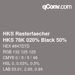 Color code: HKS Rasterfaecher - HKS 78K 020% Black 50% | qconv.com