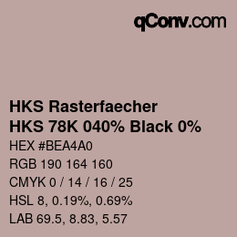 Code couleur: HKS Rasterfaecher - HKS 78K 040% Black 0% | qconv.com