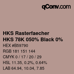 カラーコード: HKS Rasterfaecher - HKS 78K 050% Black 0% | qconv.com