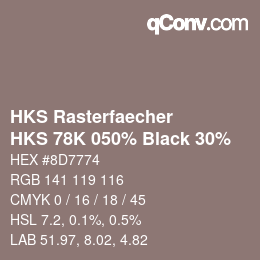 カラーコード: HKS Rasterfaecher - HKS 78K 050% Black 30% | qconv.com