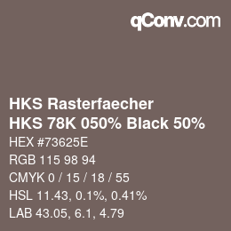 Color code: HKS Rasterfaecher - HKS 78K 050% Black 50% | qconv.com