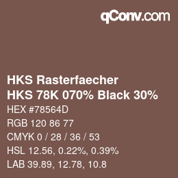 Code couleur: HKS Rasterfaecher - HKS 78K 070% Black 30% | qconv.com