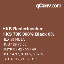 カラーコード: HKS Rasterfaecher - HKS 78K 090% Black 0% | qconv.com