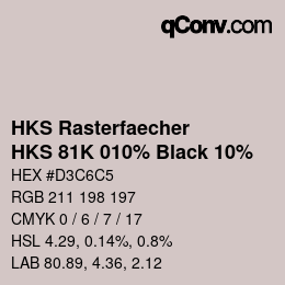 Color code: HKS Rasterfaecher - HKS 81K 010% Black 10% | qconv.com